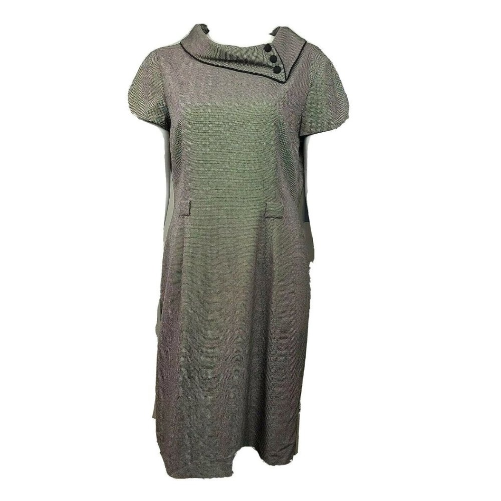 TAHARI Arthur S Levine Brown Short Sleeve Collared Dress Womens Size 12‎